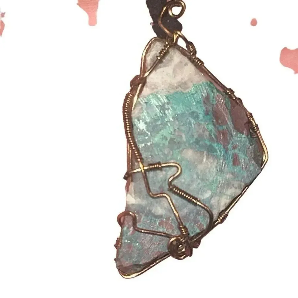 Handcrafted leather cord necklace with quartz Gem stone